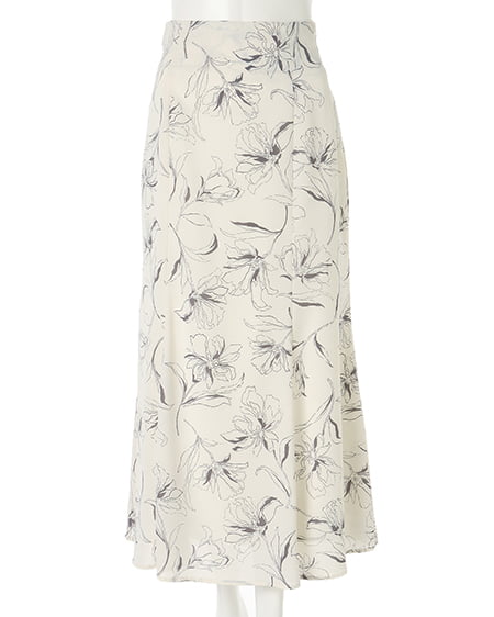 INGNI(イング) 肩あきカシュクールニット+線画花柄マーメイドスカート/SET オフホワイト