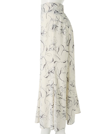 INGNI(イング) 肩あきカシュクールニット+線画花柄マーメイドスカート/SET オフホワイト