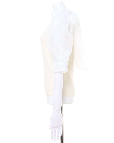 INGNI（イング） 2WAY袖異素材ニット＋装飾ボタンミニスカート／SET ｱｲﾎﾞﾘｰ