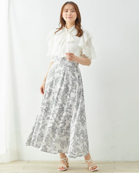 【INGNI STORE限定セット】袖フリルブラウス＋トワルドジュイ柄スカート／SET