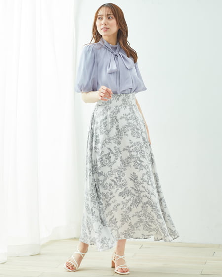 【INGNI STORE限定セット】バルーンスリーブブラウス＋トワルドジュイ柄スカート／SET