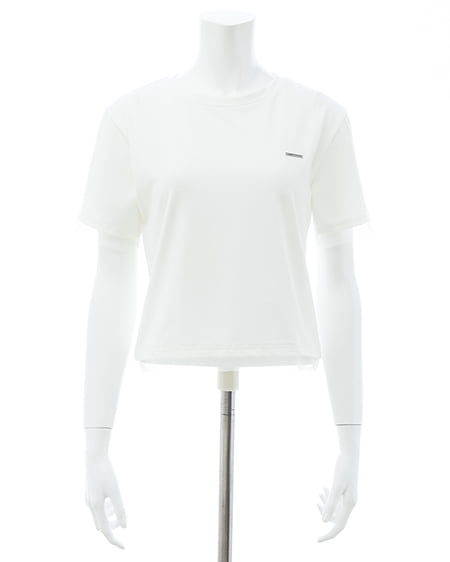 INGNI（イング） プレート付チュールドッキングコンパクトTシャツ ｵﾌﾎﾜｲﾄ