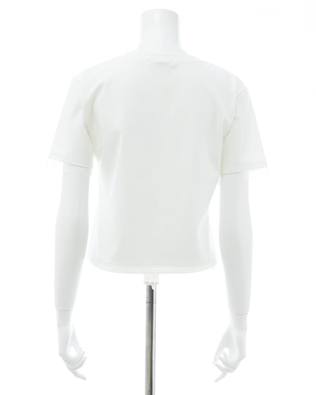 INGNI（イング） プレート付チュールドッキングコンパクトTシャツ ｵﾌﾎﾜｲﾄ