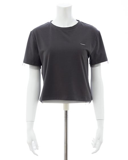 INGNI(イング) プレート付チュールドッキングコンパクトTシャツ チャコールグレー