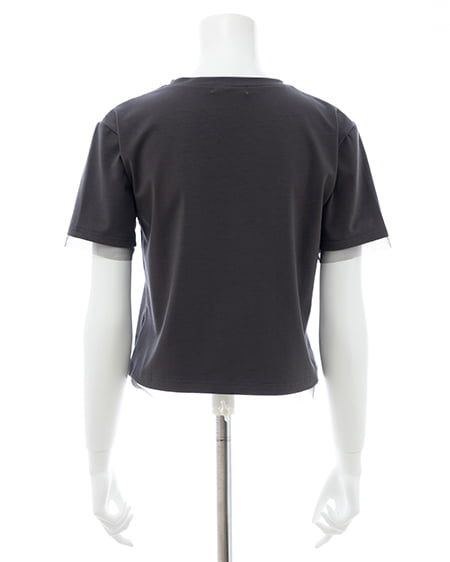 INGNI(イング) プレート付チュールドッキングコンパクトTシャツ チャコールグレー