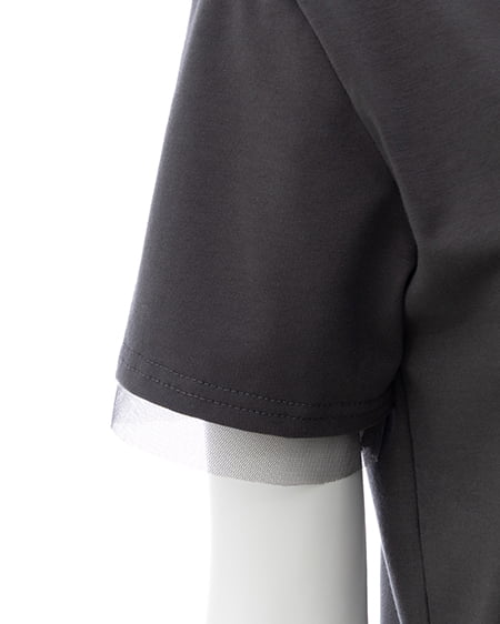 INGNI(イング) プレート付チュールドッキングコンパクトTシャツ チャコールグレー