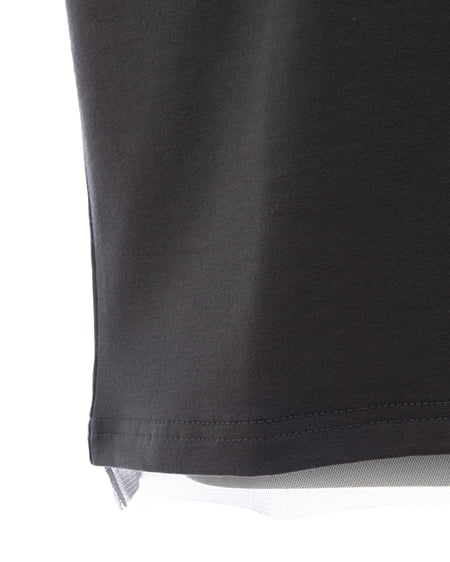 INGNI(イング) プレート付チュールドッキングコンパクトTシャツ チャコールグレー