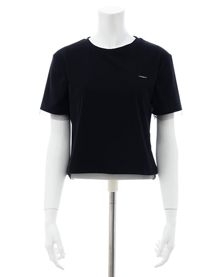 INGNI(イング) プレート付チュールドッキングコンパクトTシャツ クロ