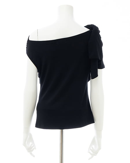 INGNI(イング) ワンショルリボンTシャツ クロ