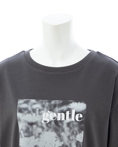 INGNI(イング) フラワーフォトTシャツ チャコールグレー
