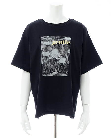 INGNI(イング) フラワーフォトTシャツ クロ