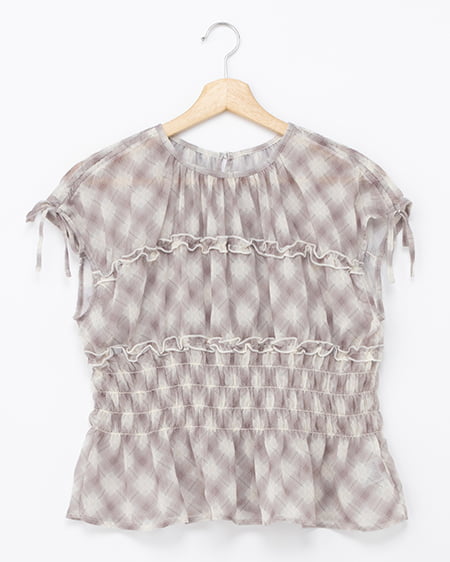 【SOELA】【7／20 24時までの限定価格】チェックシャーリングブラウス