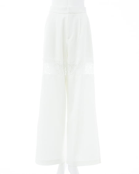 【SOELA】【6／8 24時までの限定価格】レース切替スラックス