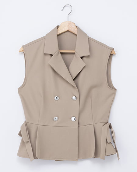 【SOELA】【6／8 24時までの限定価格】ペプラムリボン付きジレ