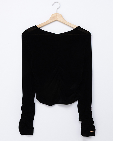 【SOELA】ベロアギャザーTシャツ