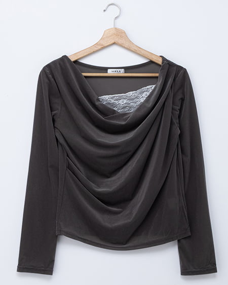 レースドッキングベロアTシャツ