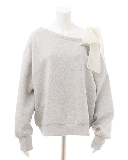 INGNI（イング） 肩リボンワンショルダンボールトップス ｸﾞﾚｰ