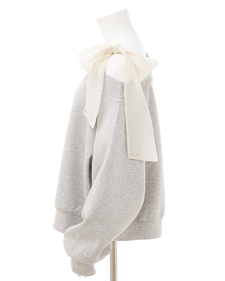 INGNI（イング） 肩リボンワンショルダンボールトップス ｸﾞﾚｰ