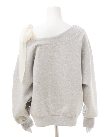 INGNI（イング） 肩リボンワンショルダンボールトップス ｸﾞﾚｰ