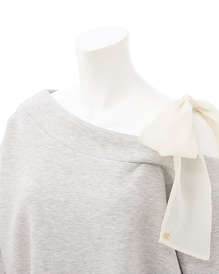 INGNI（イング） 肩リボンワンショルダンボールトップス ｸﾞﾚｰ