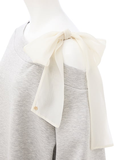 INGNI（イング） 肩リボンワンショルダンボールトップス ｸﾞﾚｰ