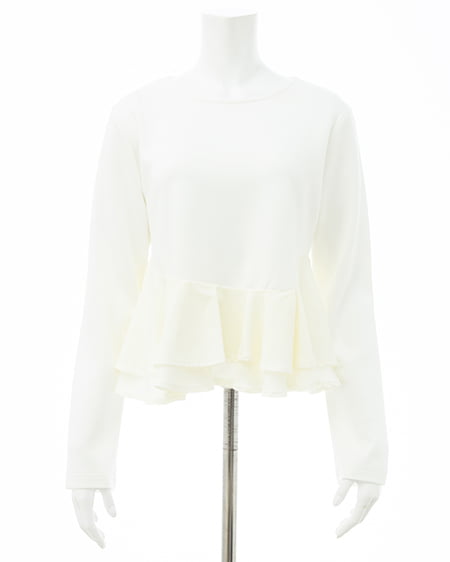 INGNI(イング) アシメ異素材ペプラムトップス オフホワイト