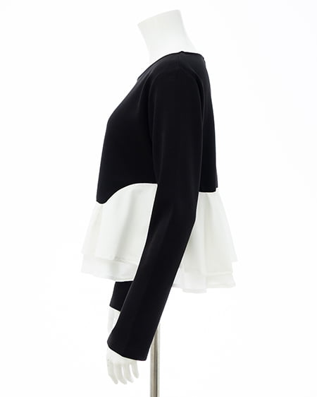 INGNI(イング) アシメ異素材ペプラムトップス クロ