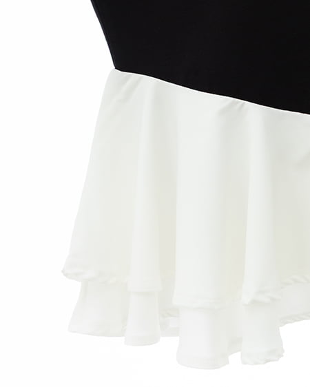 INGNI(イング) アシメ異素材ペプラムトップス クロ