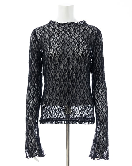 INGNI(イング) ハイネックレーストップス クロ