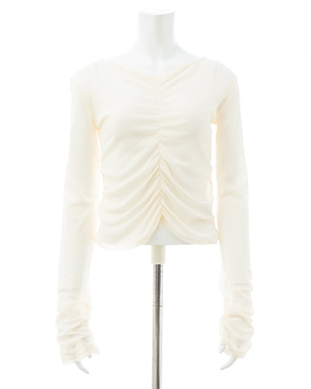 INGNI（イング） フロントギャザートップス ｵﾌﾎﾜｲﾄ