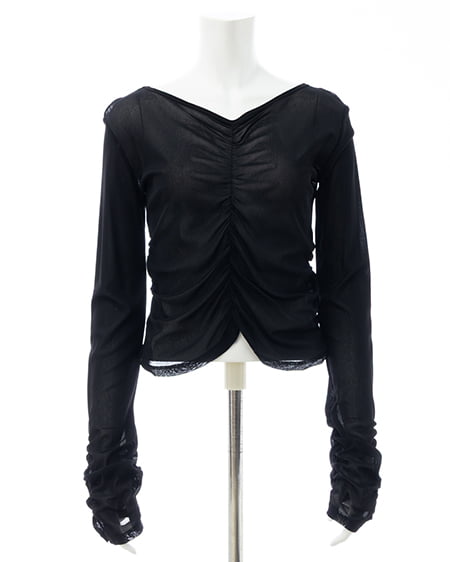 INGNI（イング） フロントギャザートップス ｸﾛ