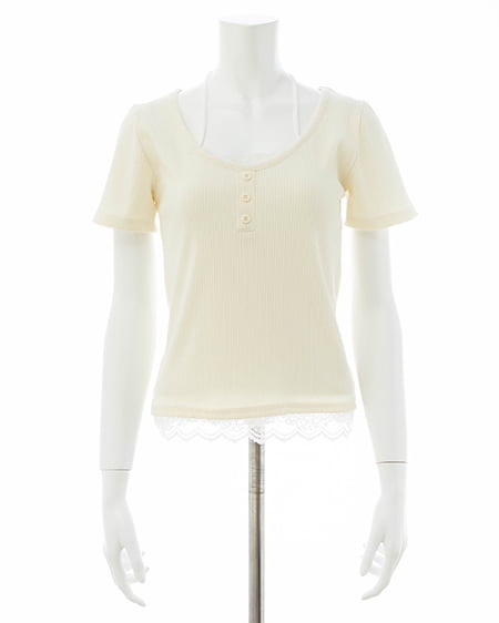 INGNI（イング） レースレイヤードヘンリーネックトップス ｱｲﾎﾞﾘｰ