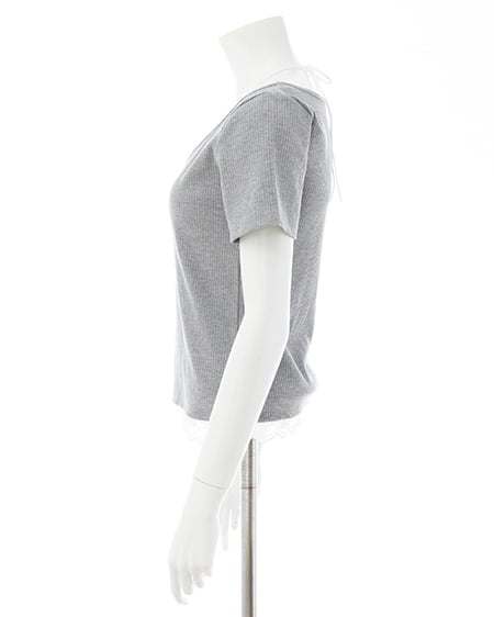 INGNI（イング） レースレイヤードヘンリーネックトップス ｸﾞﾚｰ