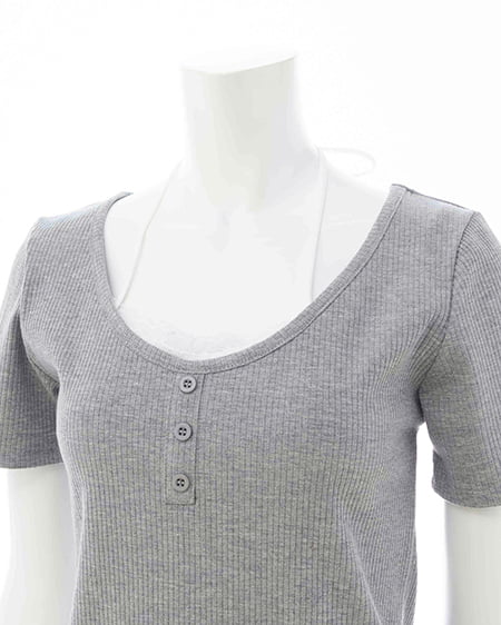 INGNI（イング） レースレイヤードヘンリーネックトップス ｸﾞﾚｰ