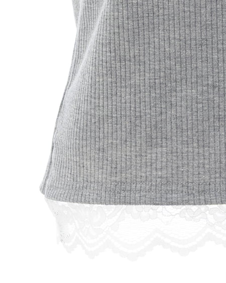 INGNI（イング） レースレイヤードヘンリーネックトップス ｸﾞﾚｰ