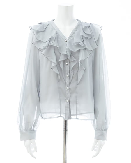 INGNI（イング） フリルブラウス ﾌﾞﾙｰｸﾞﾚｰ
