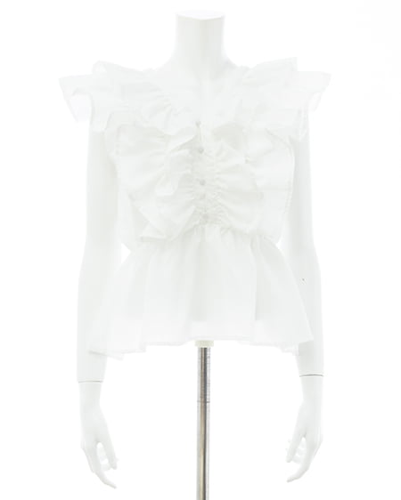 INGNI（イング） フリルノースリーブブラウス ｵﾌﾎﾜｲﾄ