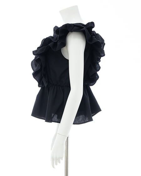 INGNI（イング） フリルノースリーブブラウス ｸﾛ