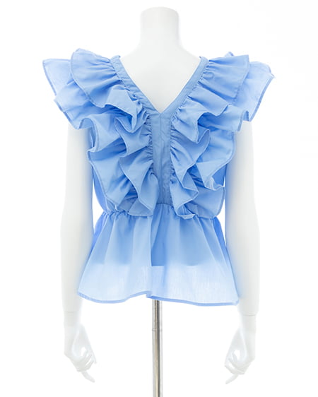 INGNI（イング） フリルノースリーブブラウス ﾌﾞﾙｰ