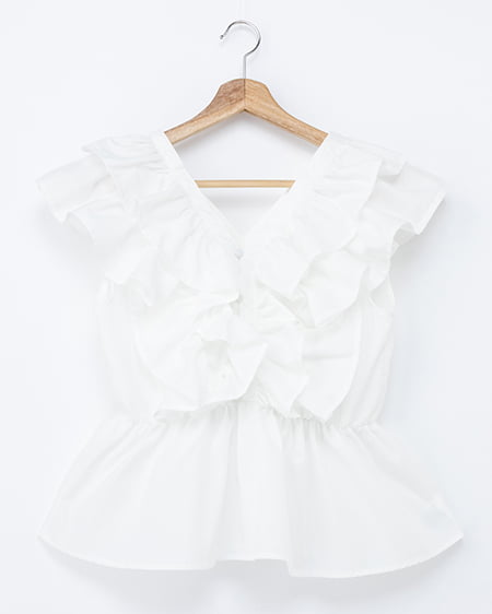 【INGNI SOELA】フリルノースリーブブラウス