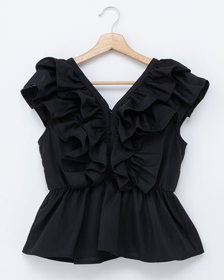 【INGNI SOELA】フリルノースリーブブラウス