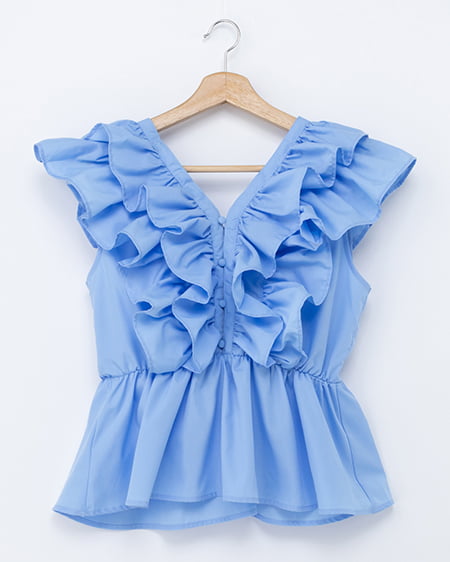 【INGNI SOELA】フリルノースリーブブラウス