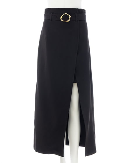 INGNI（イング） 変形バックルIラインスカート ｸﾛ