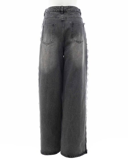 INGNI（イング） サイドレースデニムパンツ ｸﾞﾚｰ