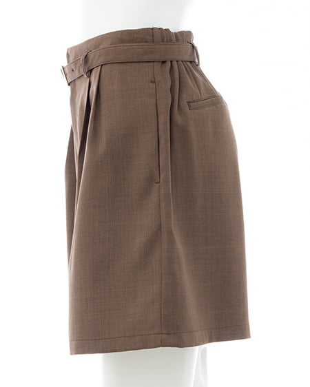 INGNI（イング） リネンライクベルト付ショートパンツ(セットアップ対応) ﾌﾞﾗｳﾝ