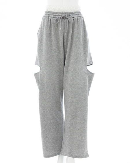 INGNI（イング） レースレイヤードサイドカットスウェットパンツ ｸﾞﾚｰ