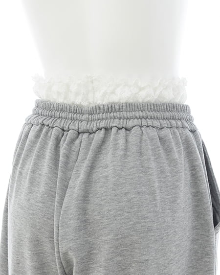 INGNI（イング） レースレイヤードサイドカットスウェットパンツ ｸﾞﾚｰ