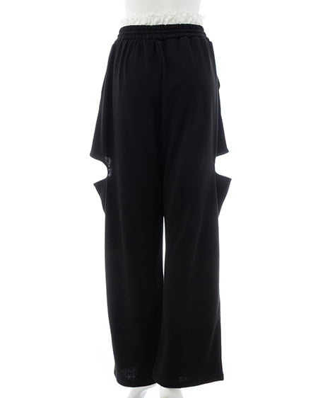 INGNI（イング） レースレイヤードサイドカットスウェットパンツ ｸﾛ