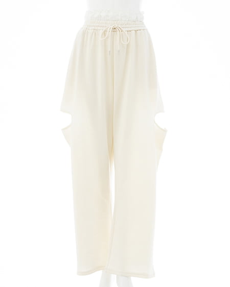 【INGNI SOELA】レースレイヤードサイドカットスウェットパンツ