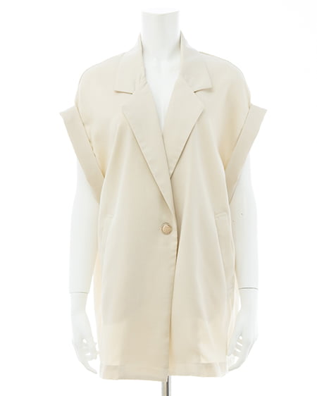 INGNI（イング） リネンライク半袖ジャケット(セットアップ対応) ｱｲﾎﾞﾘｰ